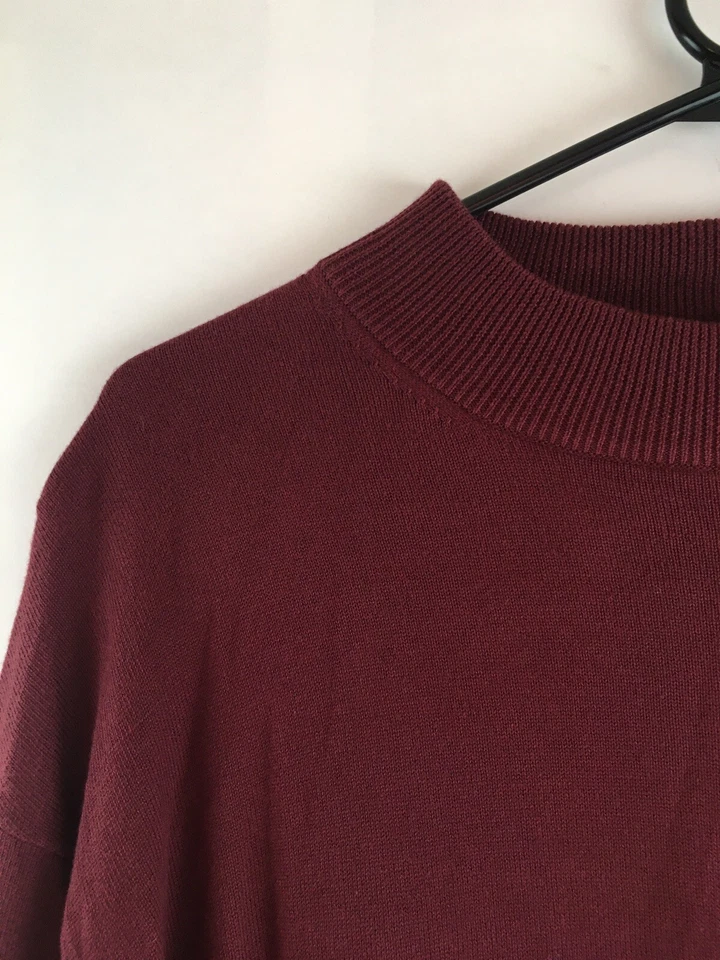 DAMON 毛衣男式 XLT 栗色圆领长袖套衫罗纹边 — 第 2/4 张图片