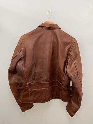 雰囲気抜群！R.B.C シングルライダースジャケット 本革 ブラウン 34 R.B.C leather jacket blouson 34 Brown solid color TALON zip
