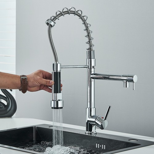WELS Chrome Kitchen Tap Pull Out Mixer Taps Sink Basin Faucet Vanity 360° Swivel - Picture 8 of 11