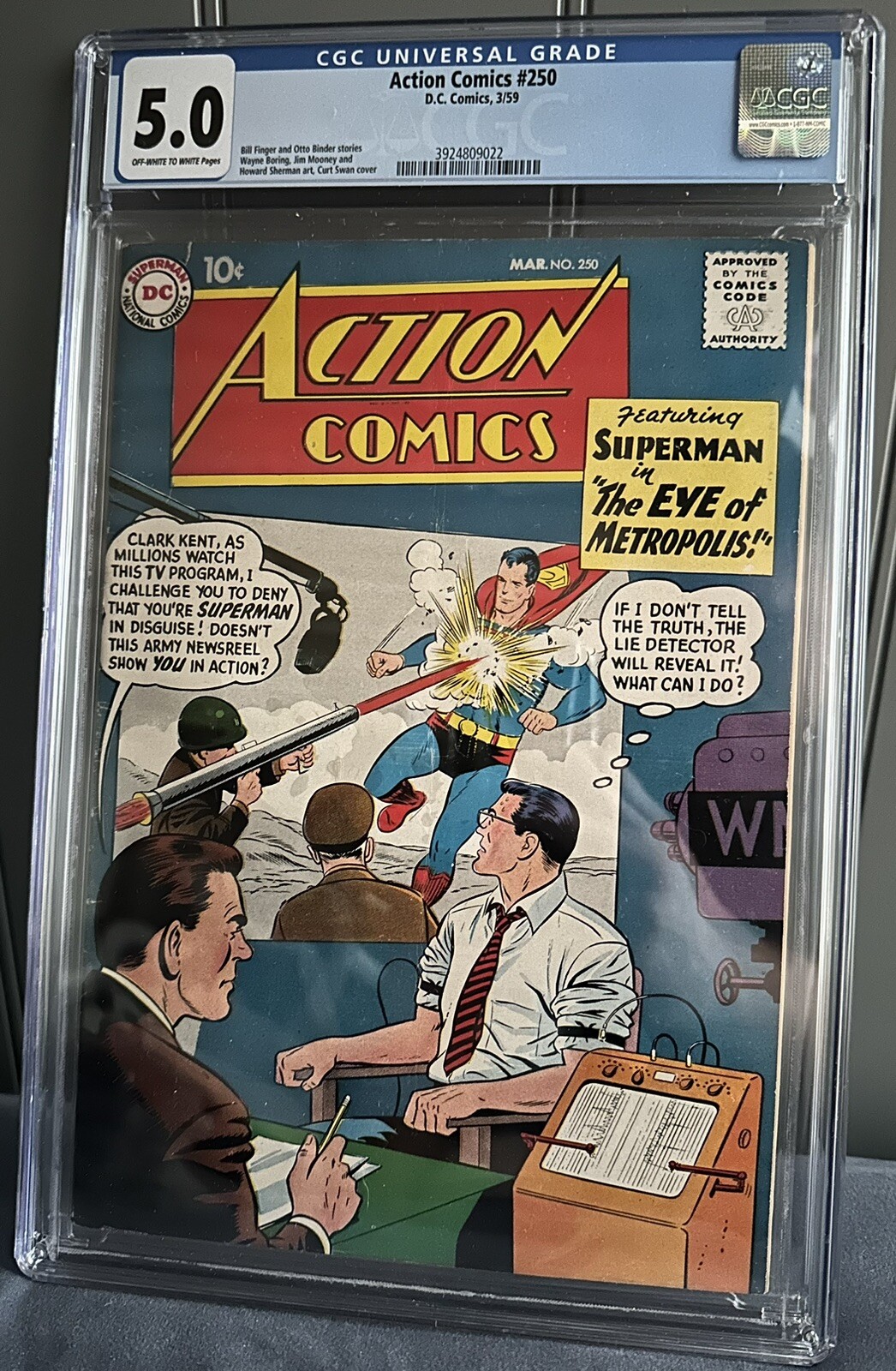 Action Comics #250 CGC 5.0 OW/W Pages Superman (1959) Tommy Tomorrow Congorilla