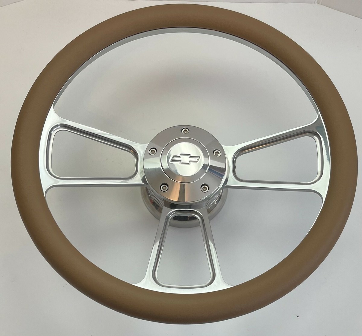14" Billet Steering Wheel Mahogany Aluminum Rivet + Chevy Bowtie - Foto 10