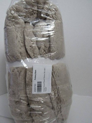 Pottery Barn Cozy Cloud Plush Throw, 50" x 60" Taupe Color New - Picture 3 of 5