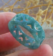 Video Certified Icy Green Natural A JADE Jadeite Heart RING USA. 10.25    684701