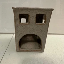 Rustic Lantern & Co Pottery Light Grey House Ceramic Tealight Candle Holder