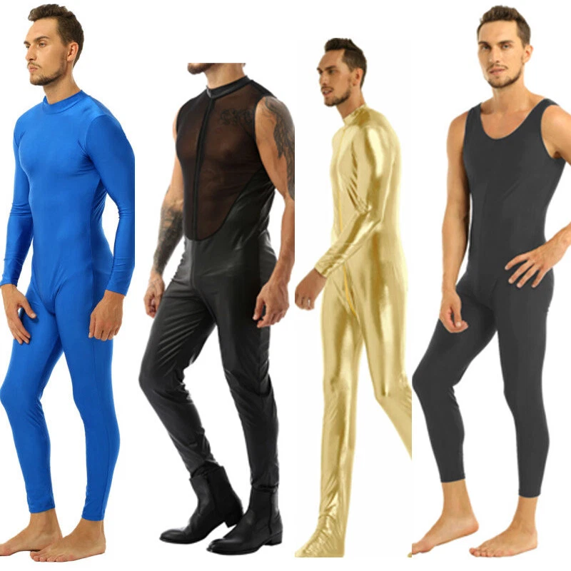 Sexy Mens Skin-Tight Bodysuit Playsuit Catsuit Underwear Thongs Leotard  Jumpsuit