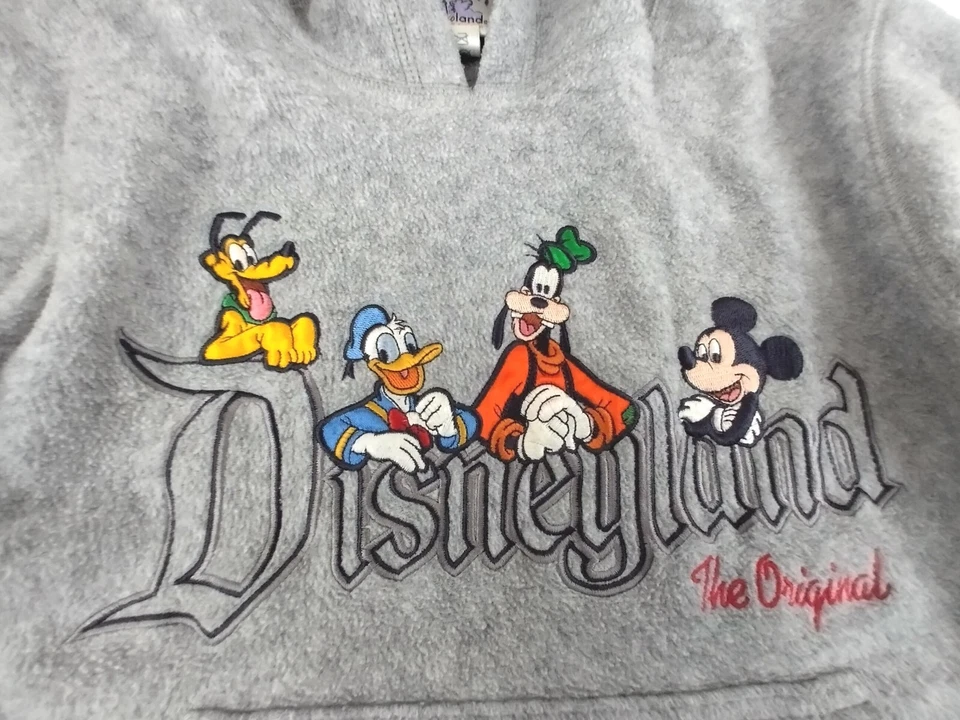 Disneyland Hoodie Kids XS Gray Embroidered Characters Logo Vintage - Image 3 of 4