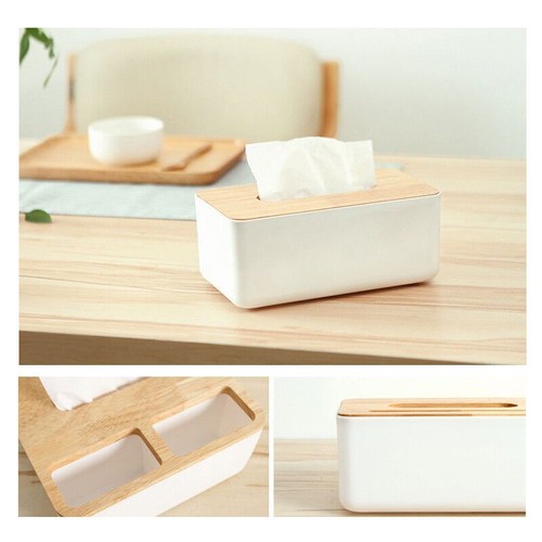 Tissue Box Dispenser Paper Storage Holder Napkin Case Organizer Wooden Cover AU - Picture 4 of 20