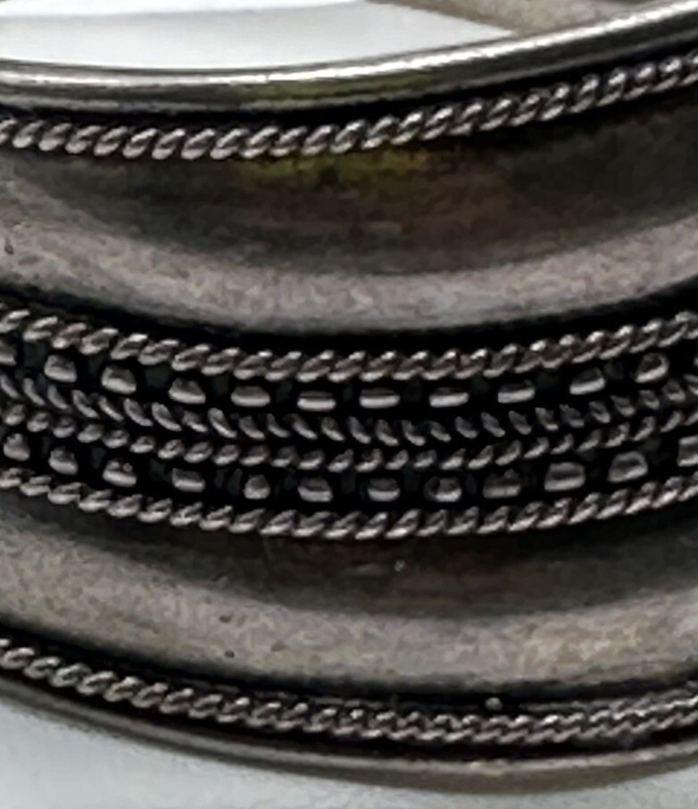 Thick Sterling Silver 925 Pattern Cuff Bracelet (… - image 6