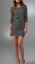 Alice + Olivia Size XS 0 Dress Stripe White Black Long Sleeve Striped Breton