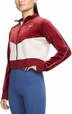 Nike Women's Sportswear Velour Color Blocked Jacket Reds, Large 