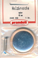 Seidenmalerei  Holz-Brosche Anstecknadel natur - rund ca. 43 mm