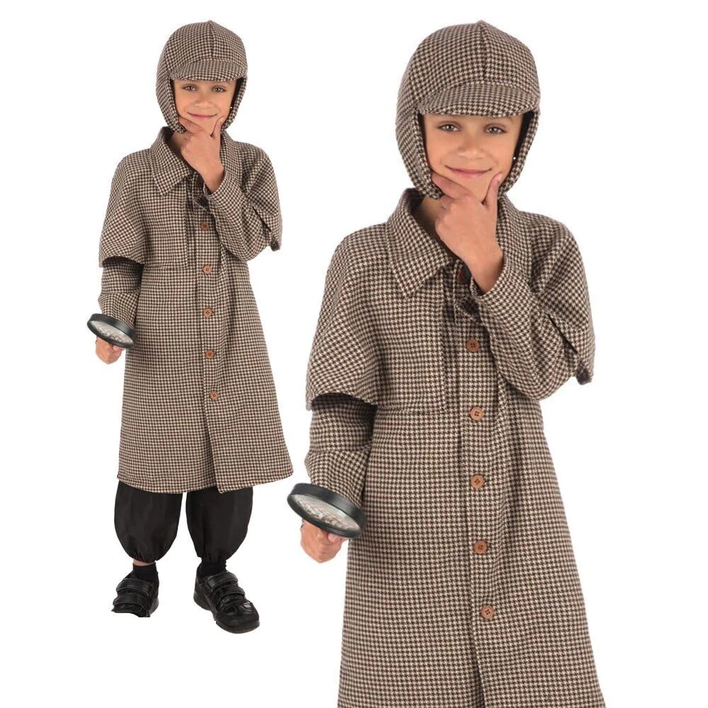 Set Accessori Costume Da Detective Sherlock Holmes (7 Pezzi) - Cappello, Lente, Orologio, Barba E Pipa Per Carnevale E Cosplay