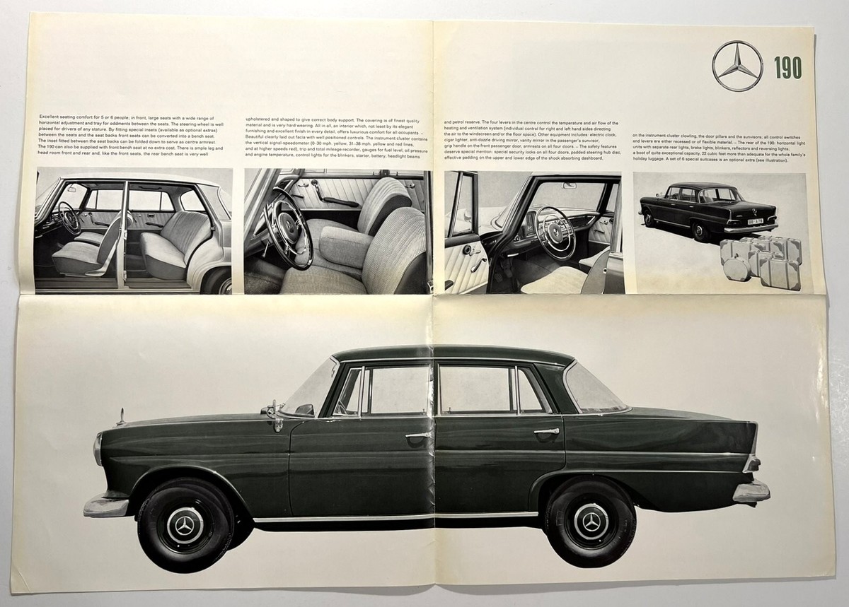 MERCEDES-BENZ 190 1961 UNUSED POSTER & DEALER BROCHURE with