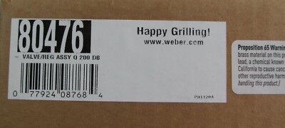 NEW GENUINE WEBER 80476 GAS GRILL REPLACEMENT REGULATOR VALVE ASSEMBLY Q200  Q220