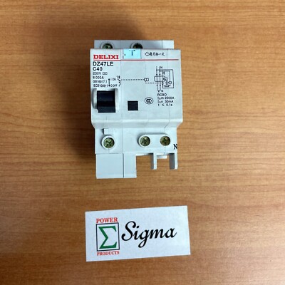 DELIXI DZ47LE C40 Circuit Breaker 230V Double Pole 6000A Breaking Capacity