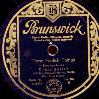 GRETA KELLER These foolish Things / Lights out!  78rpm  Schellackplatte S8092