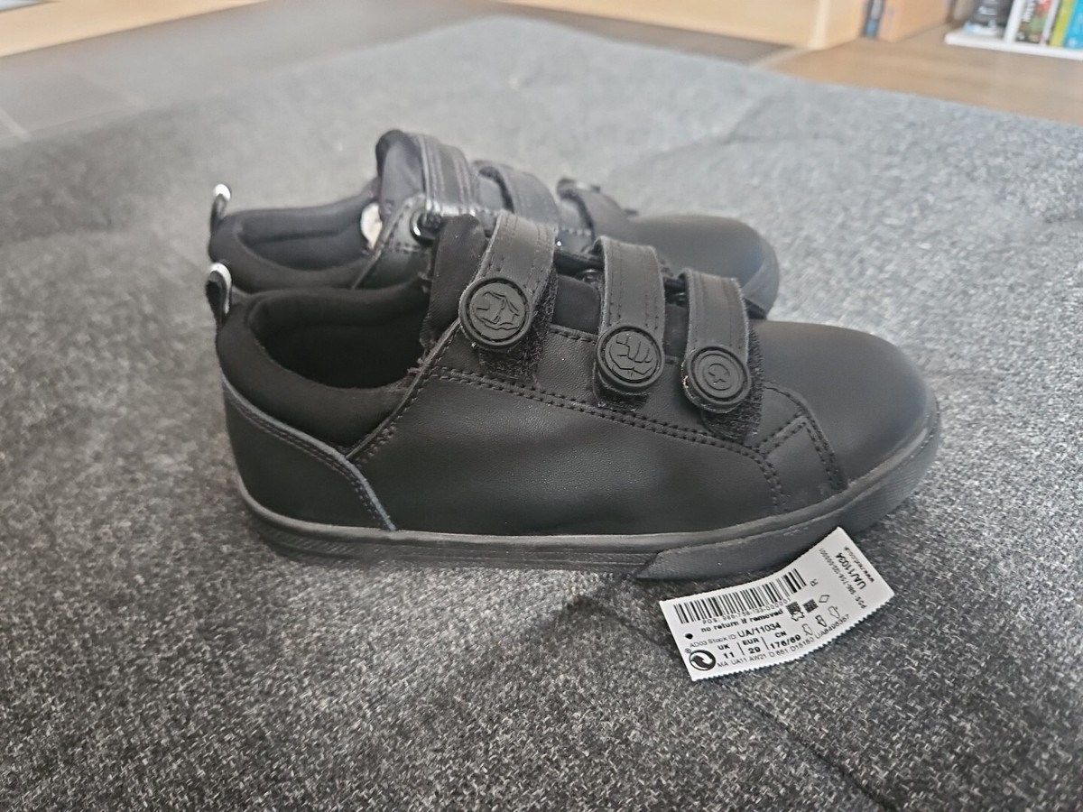 NEXT Boys Black Leather Ortholite Straps Marvel Avengers School Shoes  Size 11