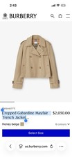 BURBERRY Mayfair Honey Beige Cropped Trench Coat New Authentic Size 8 Us