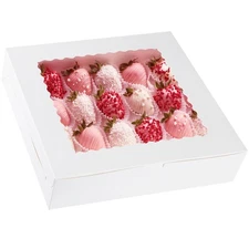 10 Pack Cookie Boxes with Window White 12x12x2.5 Inch Bakery Dessert Box