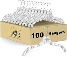 100 Hangers Clear Plastic Hangers - Crystal Cut Hangers for Clothes - Inv...