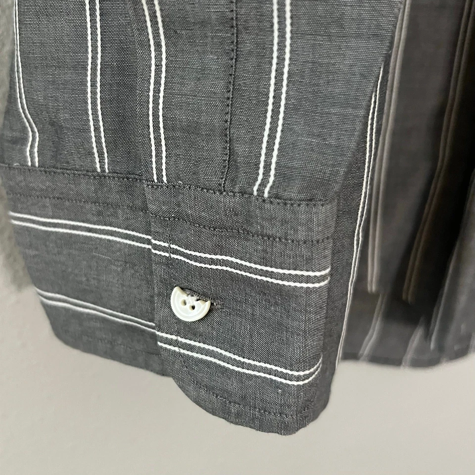 Camisa con botones YSL Yves Saint Laurent gris blanco a rayas para hombre talla 16,5 34/35 Foto 3 de 4
