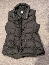 J Crew Women's Small Black Full Zip Toggle Down Puffer Vest Jacket