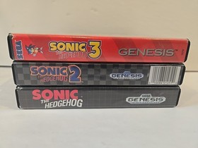 Sonic the Hedgehog 1 2 3 (Sega Genesis) CIB Game Bundle Lot Tested/Cleaned