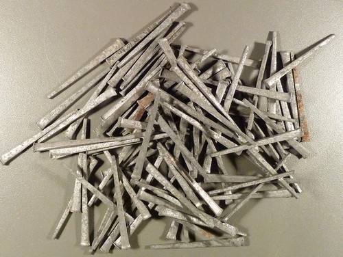 100+ pc's Vintage Square Cut Galv Nails (6d), c.1910, Antique/Furniture Projects