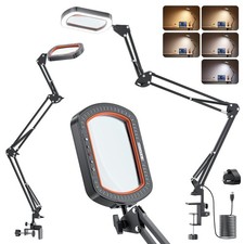 10X Rectangle Magnifying Glass with Light, 3 Arms 5 Color Modes Large Magnify...