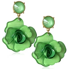Unique Dainty Bohemian Luxury Oversize Resin Big Flower Dangle Drop Earrings Boh