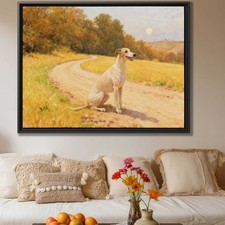 Oil Painting Greyhound Canvas Print Dog Lovers Decor Rustic Wall Art Animal Art