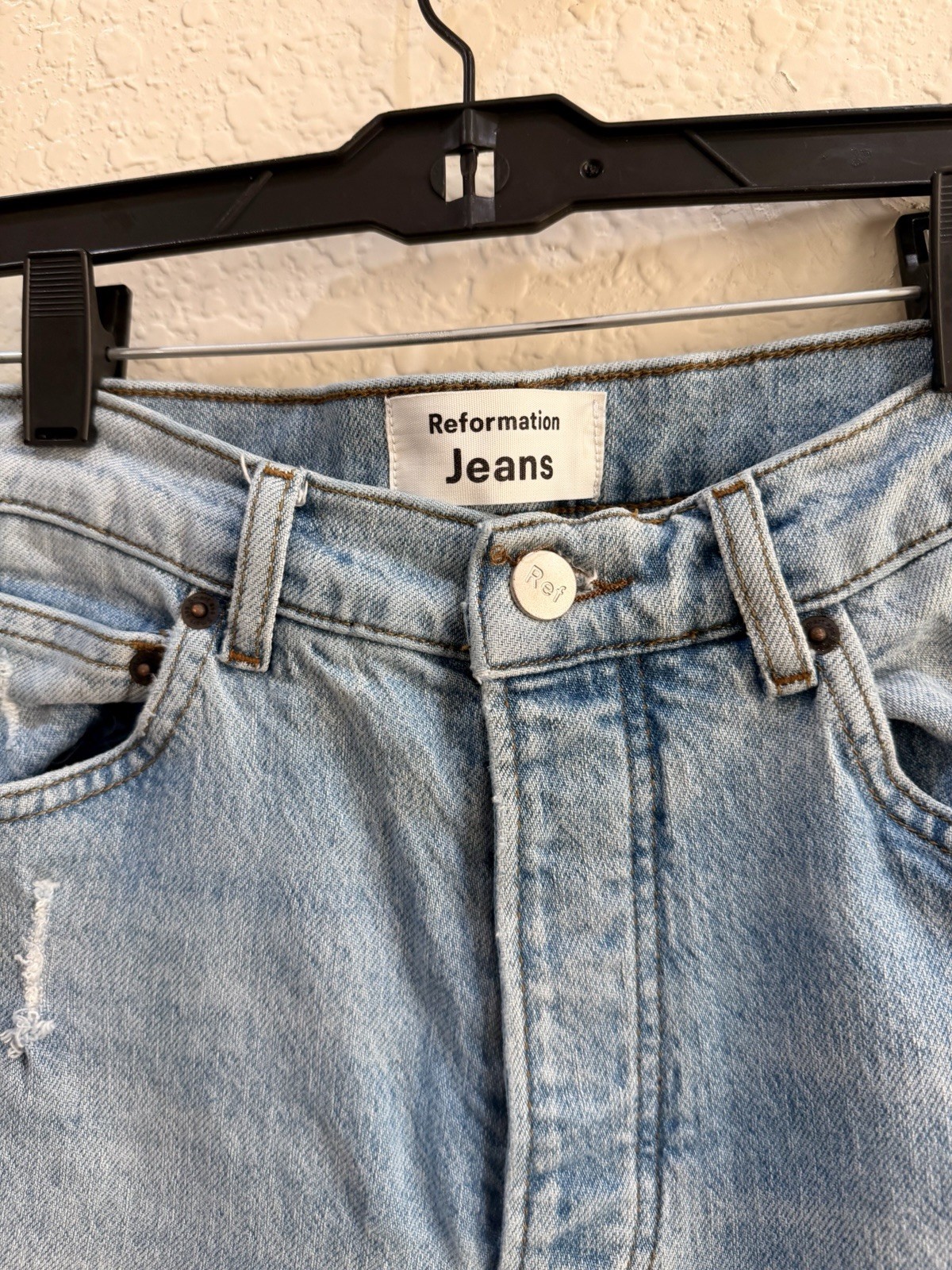 Reformation Jeans Liza High Rise Straight Denim Blue Jeans Distressed Women’s 26