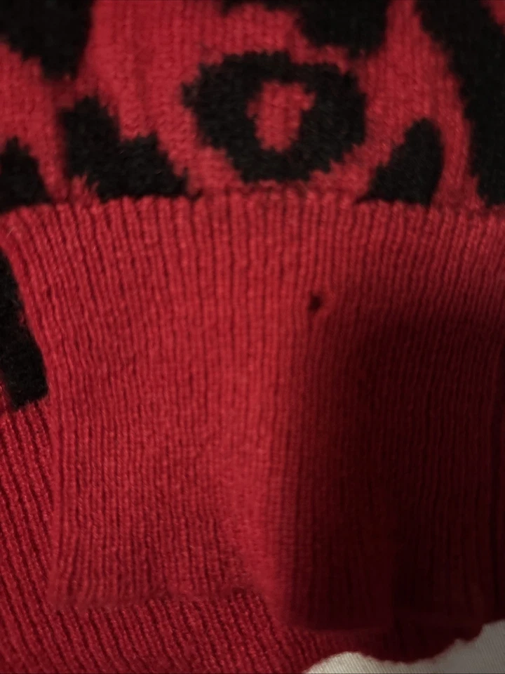 Suéter de punto Aqua mediano cachemir rojo estampado de guepardo cuello redondo, jersey  Foto 4 de 4