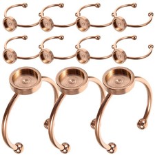 10 Pcs Blank Rings Silver Bezels and Cabochons for Jewelry Making