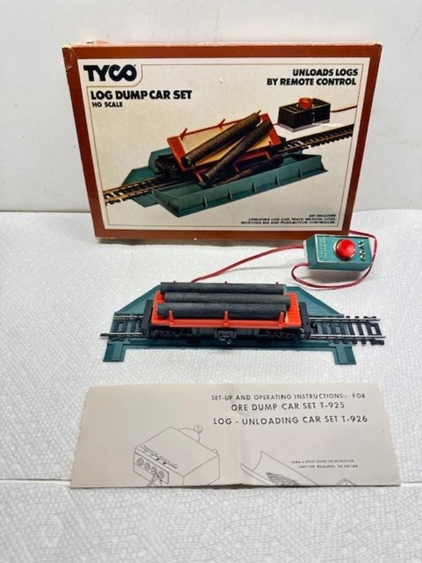 TYCO LOG DUMP CAR SET #926 WITH INSTRUCTIONS IN ORIGINAL BOX
