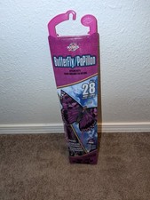 28  Butterfly Kite Purple Ripstop Nylon Easy Flyer w Handle  Line