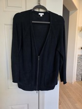 J. Jill Black Knit Long Sleeve Half Zip Sweater Sz M Comfy Cozy Casual Winter