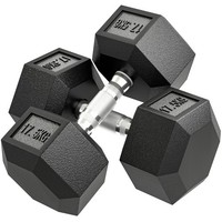 HOMCOM 2x17.5KG Rubber Hex Dumbbell Portable Hand Weights Home Gym