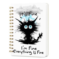 Hllwxrk Lined Spiral Journal Notebook for Work A5, 160 Pages, Explosive Cat