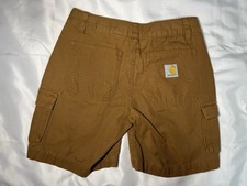 Carhartt Youth Size 10 Brown Cargo Shorts Adjustable Waist EUC Boys