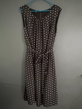 talbots dress 20w sleeveless black polka dot dress