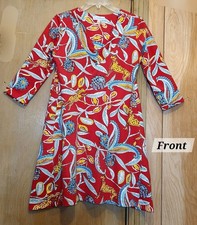 Tabi Dress Womens Sz Sm Red Botanical Leopard Print Stretchy Cotton Jersey