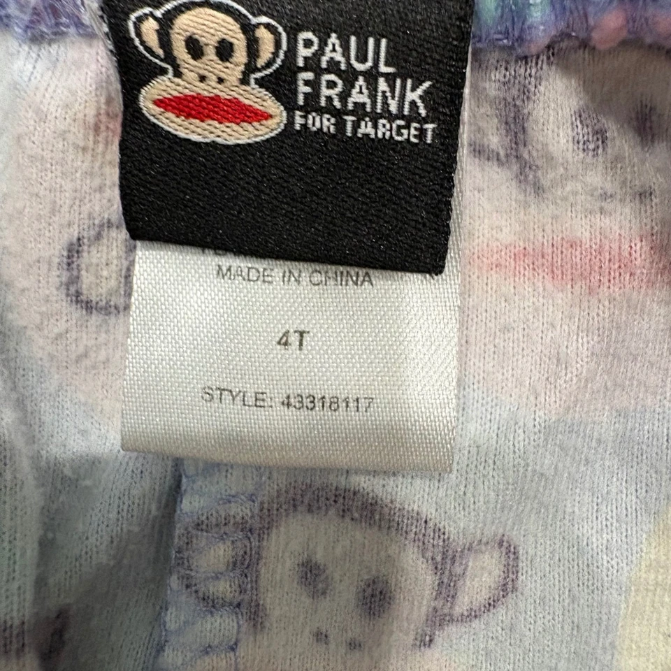 Conjunto de pijama Paul Frank estampado de mono manga larga ropa de dormir 4T Foto 4 de 4