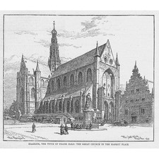 HAARLEM Netherlands The Great Church - Antique Print 1892