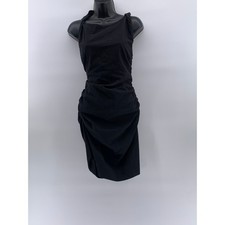ZARA Women's Black Solid Crewneck Sleeveless Side Ruched Bodycon Mini Dress SZ M
