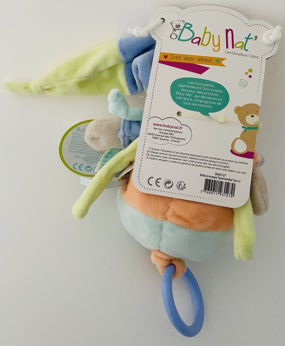 6306🌟Doudou Musical Ours BABY NAT' BabyNat Gourmandise vert