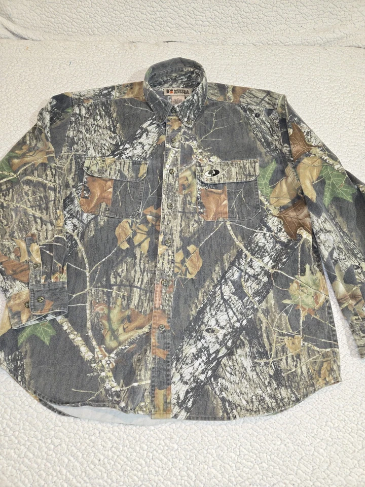 Long Sleeve Vtg Camo Shirt Mens Sz XL Chest Pockets Mossy Oak Break Up. Gorp... - Image 2 of 4