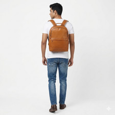 15 In Backpack Shoulder Bag Buffalo Leather Laptop Rucksack Office Handbags