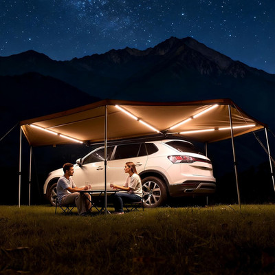 270 Degree Awning with Bulit-In LED Light 3 Colors, 133 Sq.Ft Driver Side Vehicl