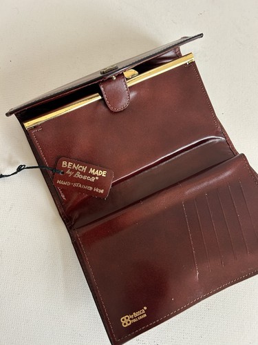 Vintage Bosca Women Leather Clutch Kiss Lock Bifold Wallet Unused - Picture 9 of 11